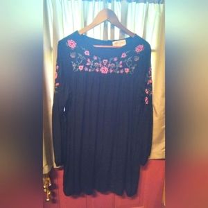 Philosophy rose embroidered tunic dress.